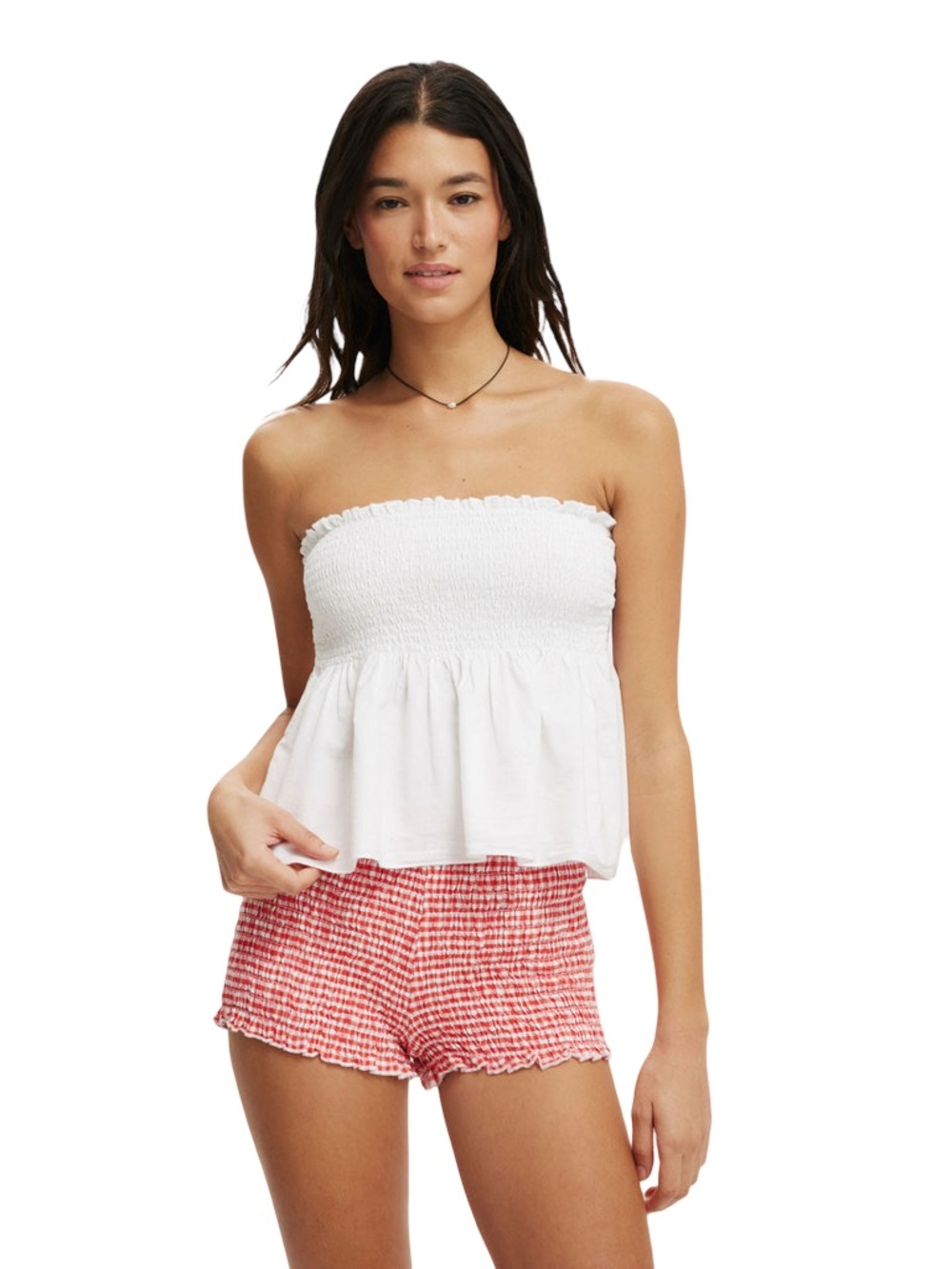 ▫️🤍 Cotton On White Smocked A-Line‎ Tube Top 🤍▫️